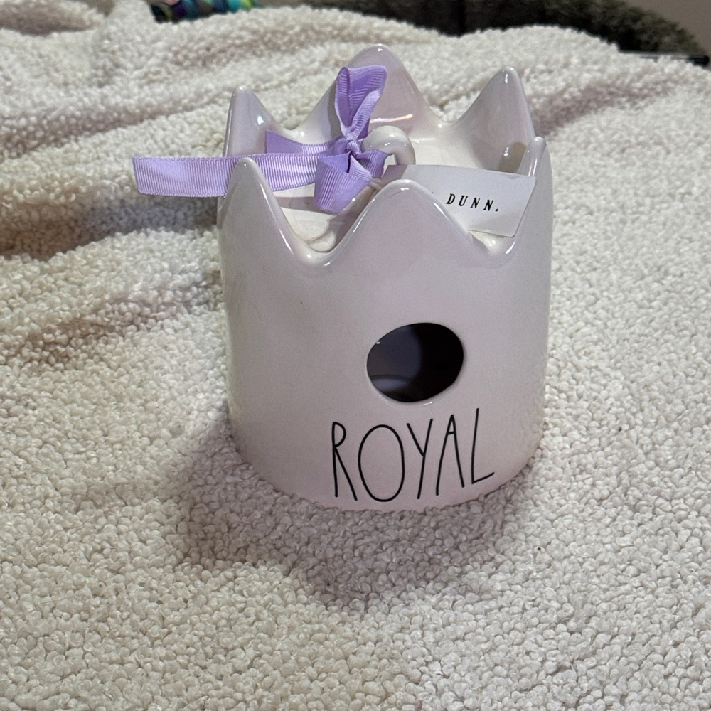 Rae Dunn Crown Bird House Indoor/Outdoor With Lavender Ribbon